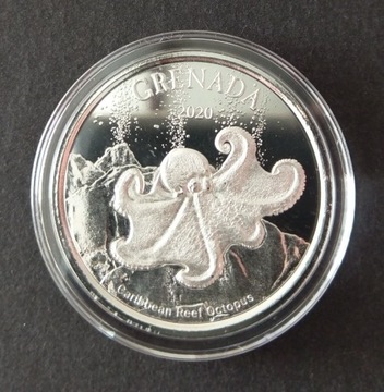 Ośmiornica Caribbean Reef Octopus, 1oz srebro 2020