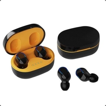 słuchawki bluetooth bezprzewodowe czarno-żółte 