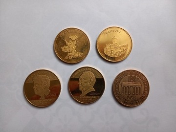 5x pozlacane monety Niemcy
