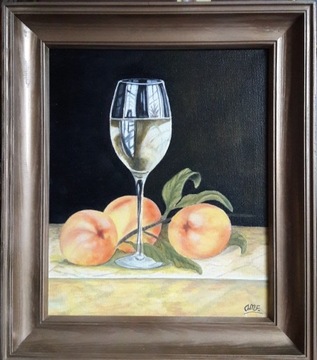 Obraz-ręcznie malowany   "Brzoskwinie"30x25
