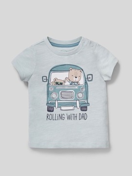 C&A * t-shirt Rolling with Dad * miętowa zieleń 92