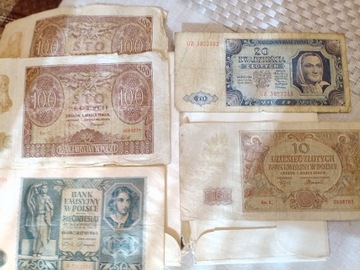 Banknoty 5 szt 1940 1948 rok
