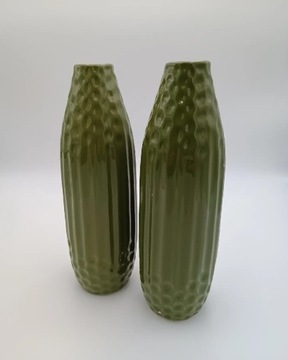Komplet wazonów ceramicznych butelkowa zieleń 