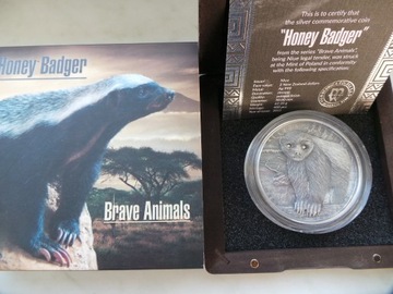 2 dol.Honey Badger Brave Animals niue