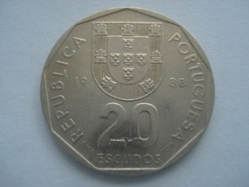 Portugalia 20 escudos 1988