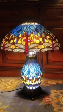 Lampa witrażowa Tiffany 70 cm.- Ważki.