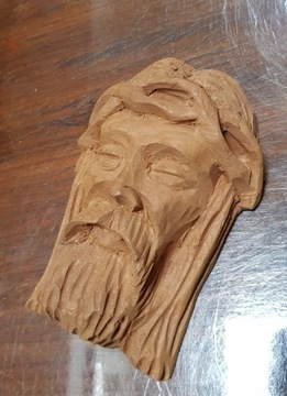 Jezus drewniana głowa drewno rzeźba 