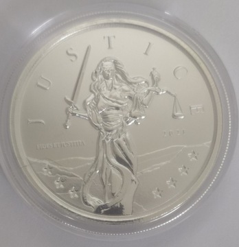 Srebrna moneta Gibraltar: Lady Justice 1 oz 2021