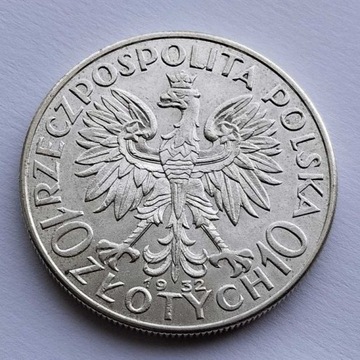 10 zł 1932r  Polonia Głowa kobiety srebro 