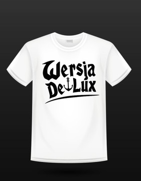 Wersja De Lux - biała koszulka męska - napis - XL