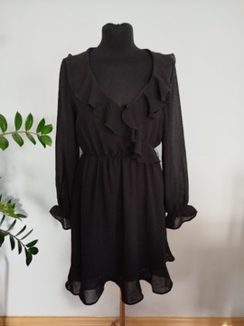 Sukienka czarna z długim rękawem NA-KD S