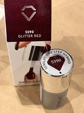 S599 Glitter Red 5 ml Semilac + gratis