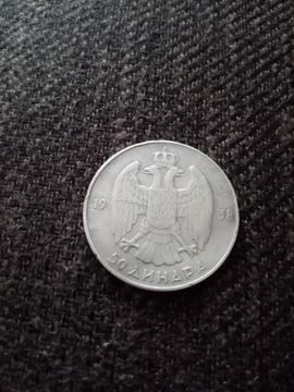 50 dinarów Jugosławia 1938r.-srebro,Ag