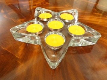 T-light z wosku pszczelego (6) + szklany świecznik