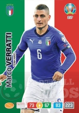 VERRATTI Team Mate 217 EURO 2020 UEFA KARTY PANINI