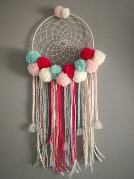 Łapacz dreamcatcher pompon bawełna