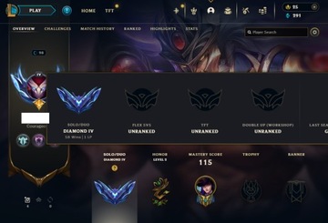 Konto League of Legends Diamond/Diament 4 EUNE