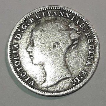 P03 - Wielka Brytania, 3 pensy, 1877,  Victoria