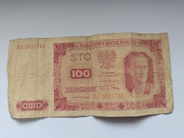 Banknot 100 zł 1948 ,seria HA, bez ramki