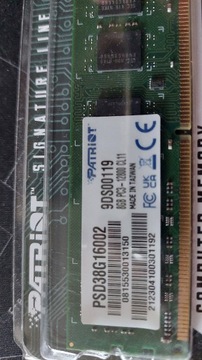 Pamięć RAM DDR3 8GB Patriot nowa 1600MHz