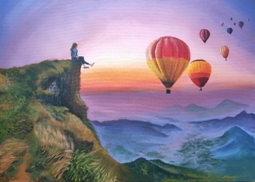 Obraz akrylowy na płótnie 50x70 cm "Lot balonem"