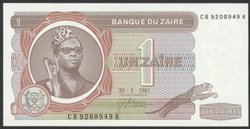 Zair 1 zair 1981 - Mobutu - stan bankowy UNC
