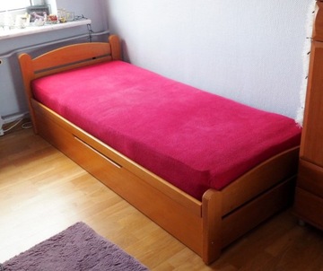 Łóżko olchowe 80x190 z pojemnikiem, materac gratis