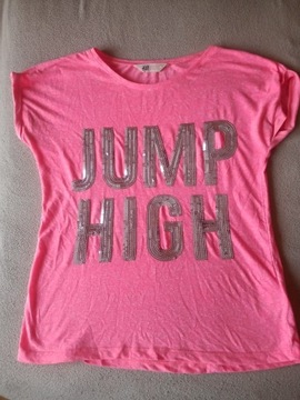 T-shirt różowy luźny H&M