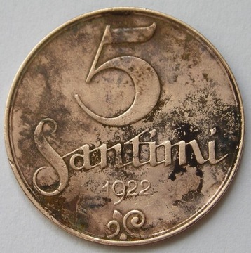 Łotwa 5 santimi 1922 