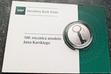 10 zł 100 rocznica urodzin Jana Karskiego +blister