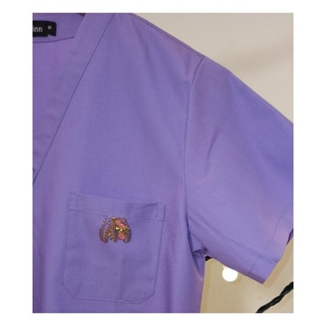 Scrubs liliowy L XL bluza medyczna komplet bawełna