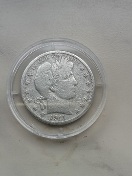 USA 1 /2 Half Dollar 1911 r Barbera srebro 