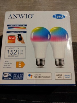 ANWIO Żarówka LED E27 Smart WiFi