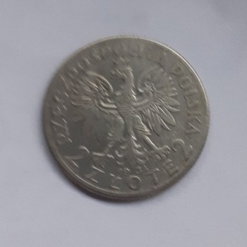 2 zł JADWIGA głowa kobiety srebro Polonia 1934r.