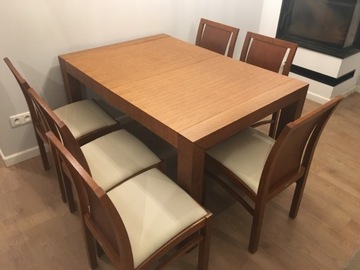 Stół paged z 6 krzesłami . 140x95 +90 cm