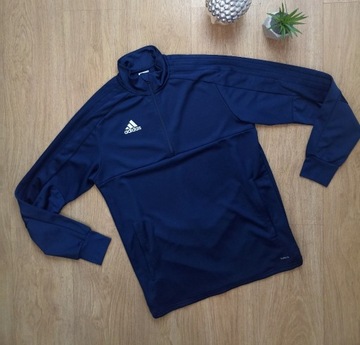 Adidas granatowa bluza sportowa half ZIP z paskami