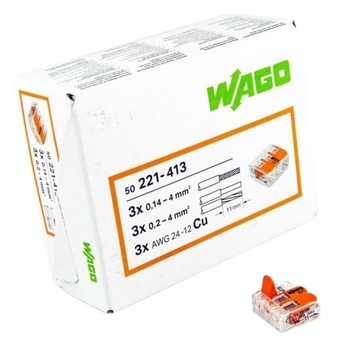 Szybkozłączka Wago 0,2-4 mm² / 3 , 50 szt