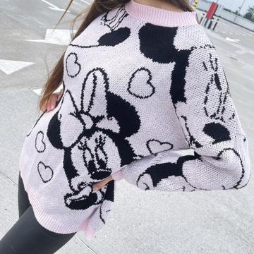 Sweter damski bluzka damska jesień mickey róż