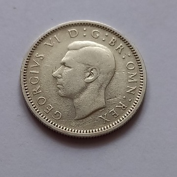 6 PENSÓW 1937 r Indie Brytyjskie , srebro
