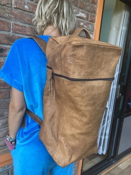 Skórzana torba plecak handmade boho vintage