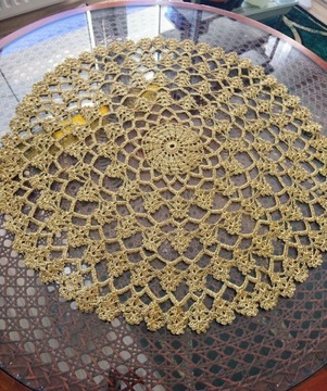 Serweta szydełkowa złota ok. 52 cm okragla