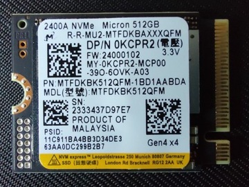 DYSK DO STEAM DECK 512 GB 2230 SSD MICRON 2400A