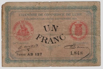 Francja - 1 franc 1915 - de Lure - III Republika