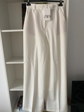 Spodnie białe garniturowe Zara Xs 