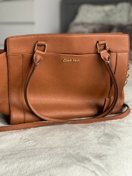 Ruda brązowa torebka shopper Calvin Klein skóra