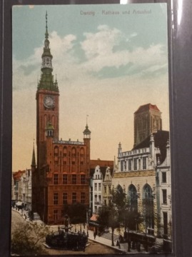 Pocztówka Gdańsk Danzig 1920 Rynek Ratusz
