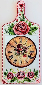 Zegar wiszący ręcznie malowany (rękodzieło)