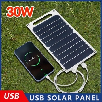Solar Powerbank, Panel słoneczny 30W - turystyczny, na plażę 