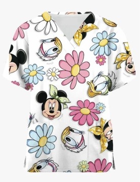 Bluzka medyczna z kieszeniami - Disney Mouse & Duck Daisy  - 3XL