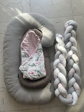 Poduszka + kokon niemowlęcy + rożek + warkocz 